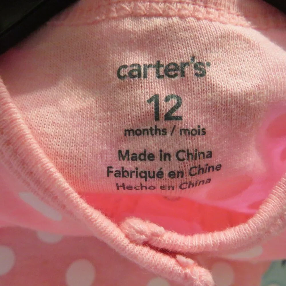 Baby Pink Sea Horse Polka Dot with embroidered 12Mo Carter's